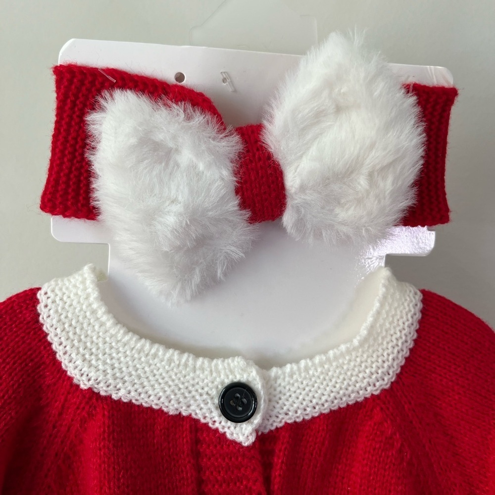 NWT Christmas Baby Sweater and Headband Set - Picture 3 of 4